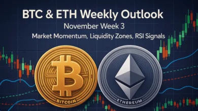 BTC & ETH Weekly Outlook – November Week 3 (Market Momentum, Liquidity Zones, RSI Signals)