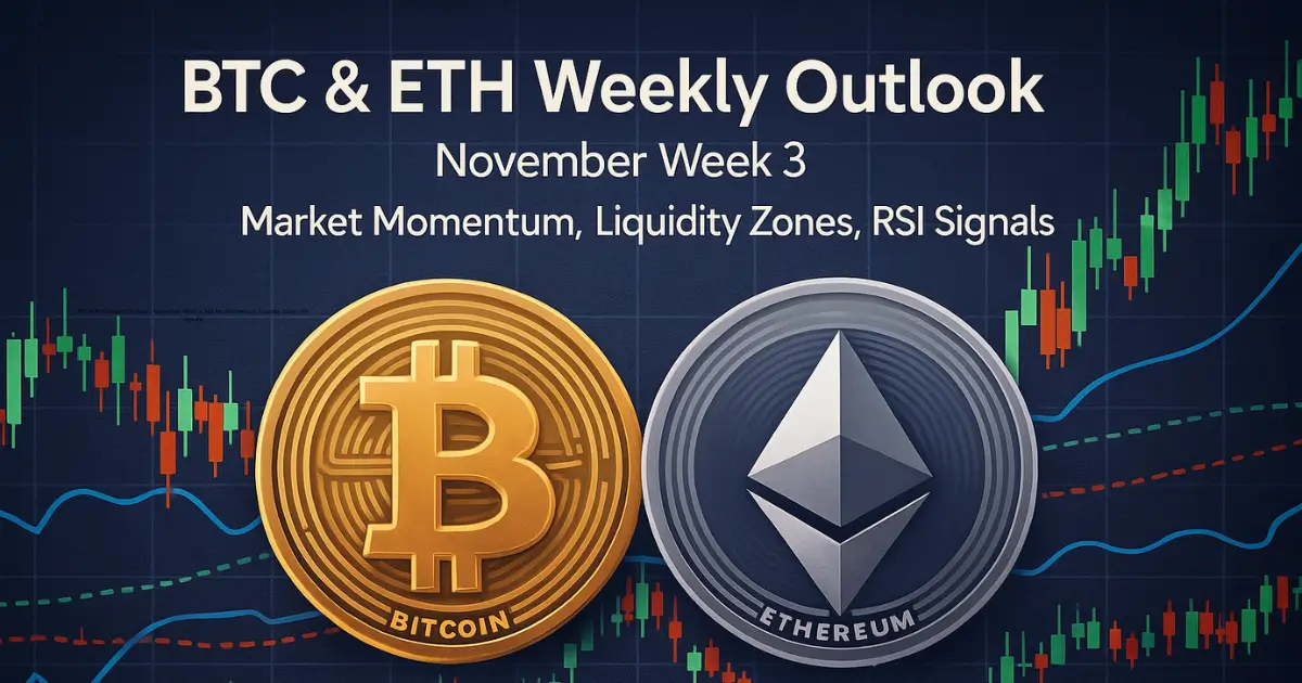 BTC & ETH Weekly Outlook – November Week 3 (Market Momentum, Liquidity Zones, RSI Signals)