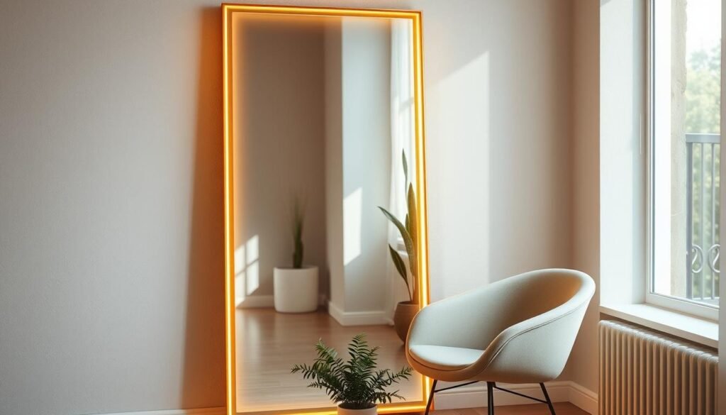 floor mirror with lights
